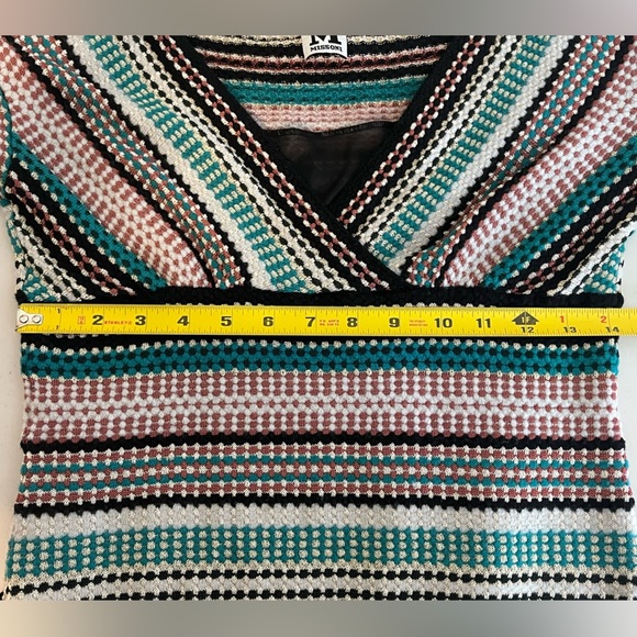 Missoni Striped Wool Blend Sz 8 Knit Metallic V-Neck Babydoll Y2K Dress - Picture 9 of 13